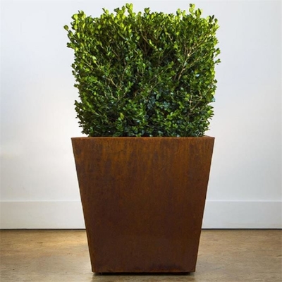 Warm Rustic Color Corten Steel Tapered Square Planter Box For Garden Landscape