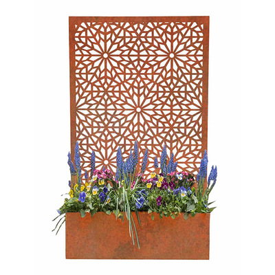 Large Rectangular Corten Steel Decorative Panel and Planter Box For Garden