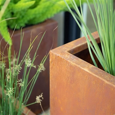 Outdoor Long Metal Rectangle Planter Box Corten Steel Rectangle Trough Planter