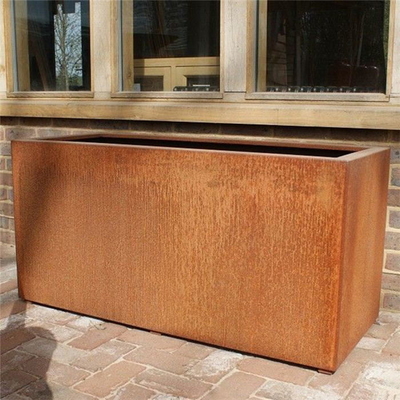 Outdoor Long Metal Rectangle Planter Box Corten Steel Rectangle Trough Planter