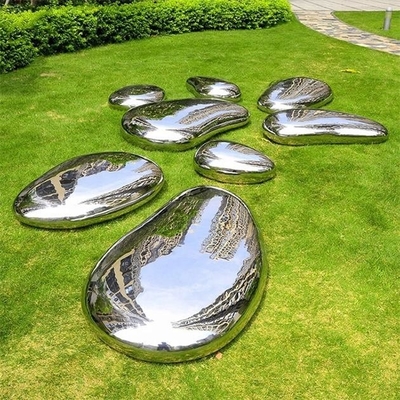 Garden High Polish Pebble Shape Stainless Steel Sculpture For Lawned