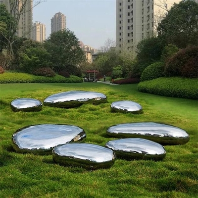 Garden High Polish Pebble Shape Stainless Steel Sculpture For Lawned