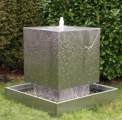 Public Decorative Water Black Cascading Stainless Steel Cube Water Fountain