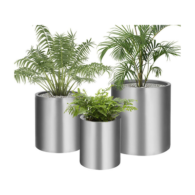 Customized Size Decorative Polished Stainless Steel Round Flower Pots