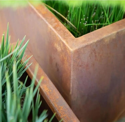 Modern Design Tall Trough Rust Corten Span Metal Rectangular Flower Planter