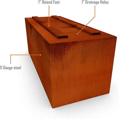 Modern Garden Pots Metal Long Trough Box Corten Steel Rectangle Planter