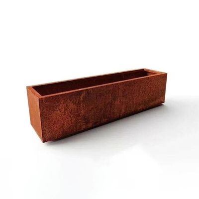 Modern Garden Pots Metal Long Trough Box Corten Steel Rectangle Planter