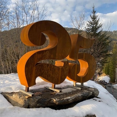 Contemporary Decoration Letter Number Design Corten Steel Metal Art Sculpture