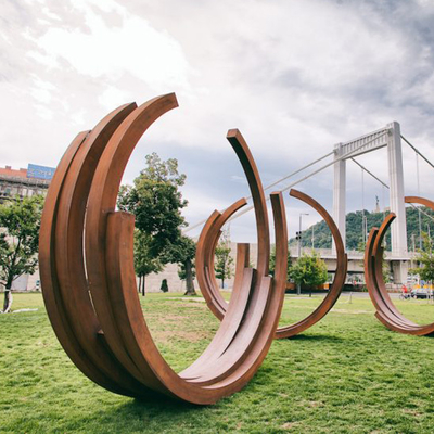 Customized Modern Metal Ring Statue Corten Steel Abstract Outdoor Sculpture