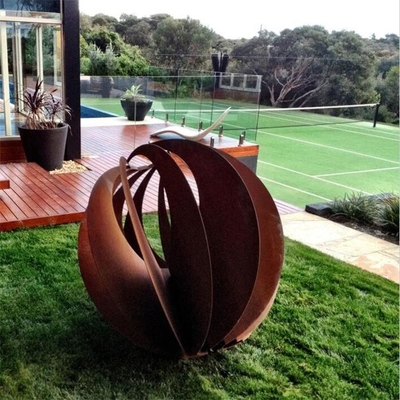 Garden Rustic Sphere Design Corten Steel Large Outdoor Sculpture For Landscape
