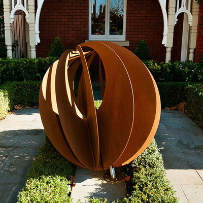 Garden Rustic Sphere Design Corten Steel Large Outdoor Sculpture For Landscape