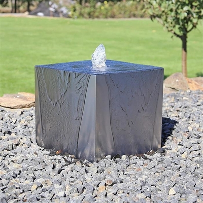 Public Decorative Water Black Cascading Stainless Steel Cube Water Fountain