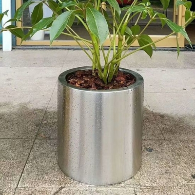 Customized Size Decorative Polished Stainless Steel Round Flower Pots