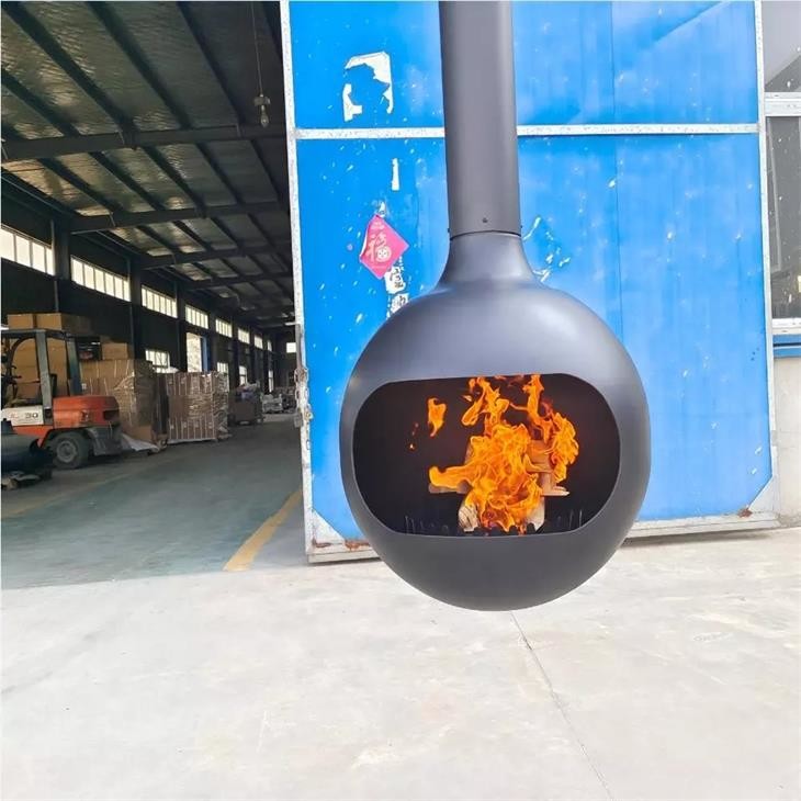 Ceiling Mounted Real Fire Hanging Suspended Stove Wood Burning Steel