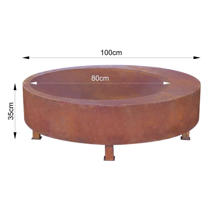 100cm Extra Large Outdoor Round Wood Burning Rust Fire Pit Bowl For Camping
