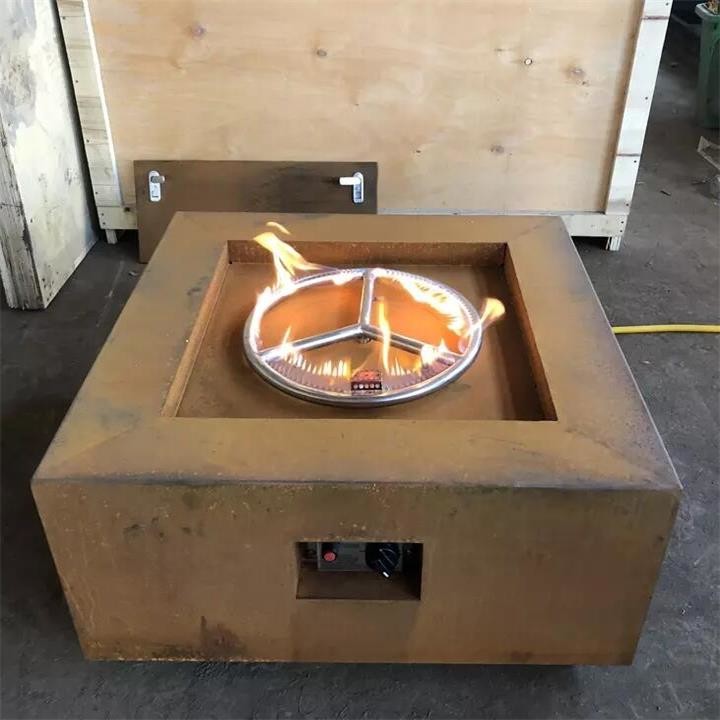 800*800*400mm Corten Steel Fire Table Square Smokeless Gas Fire Pit Non