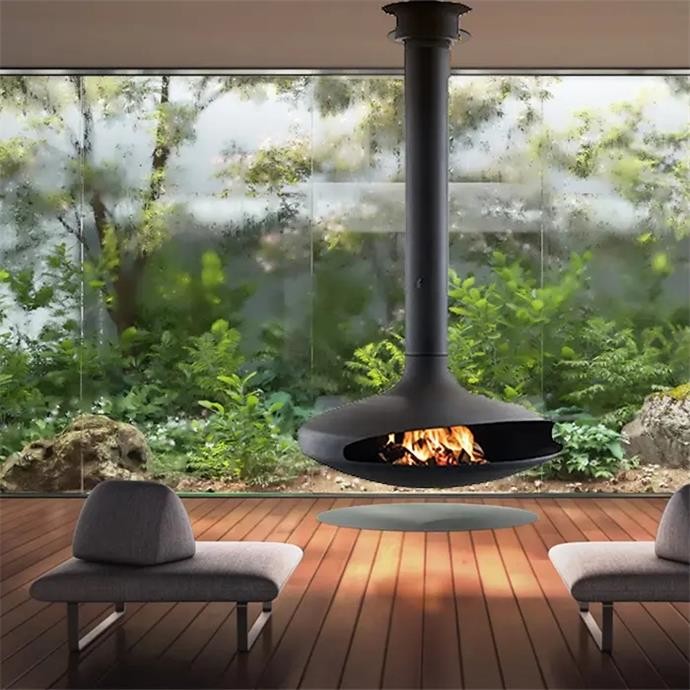 1000mm Indoor Hanging Fireplace Rotating Ceiling Suspended Log Burner