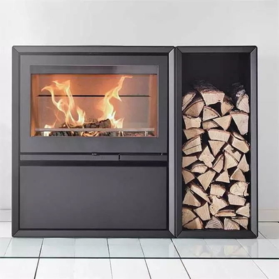 Indoor Heater Matt Black Freestanding Steel Fireplace Wood Burning Stove