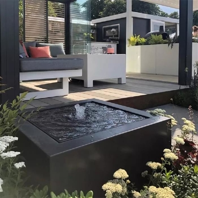 Black Surface Pool Fountain Outdoor Carbon Steel Water Feature For Garden