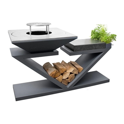 Outdoor High Temperature Black Painted Wood-burning Steel Barbeque Charcoal Grill
