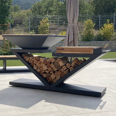 Outdoor High Temperature Black Painted Wood-burning Steel Barbeque Charcoal Grill