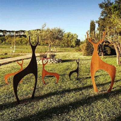 Contemporary Design Rusty Metal Garden Ornaments Corten Steel Deer Sculpture