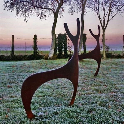 Contemporary Design Rusty Metal Garden Ornaments Corten Steel Deer Sculpture
