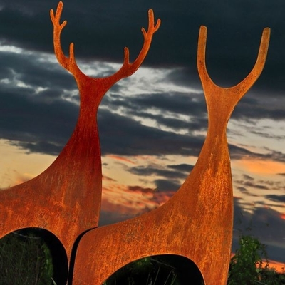 Contemporary Design Rusty Metal Garden Ornaments Corten Steel Deer Sculpture