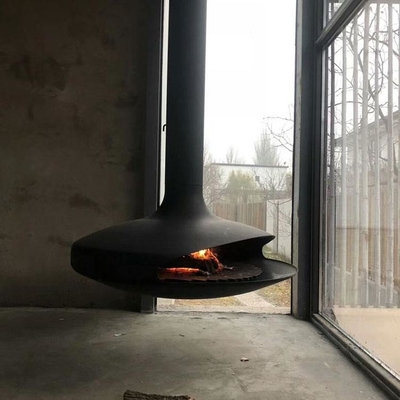 Hotel Indoor Suspended Heating Steel Stove Hanging Rotating Wood Fireplace