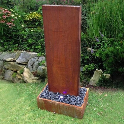 Garden Corten Steel Vertical Wall Water Feature Fountain With LED Lights