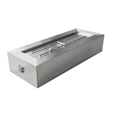 Modern Patio Heating Rectangular Stainless Steel Linear Gas Fire Pit Table