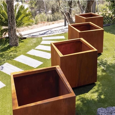 Customized Garden Rusty Modular Planters Box Corten Steel Flower Pot