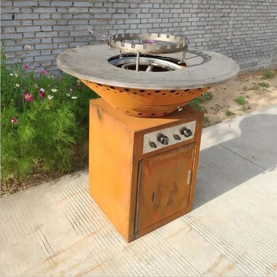 Multifonctional Outdoors Rusty Corten Steel Gas Barbecue Grill Burn Pit