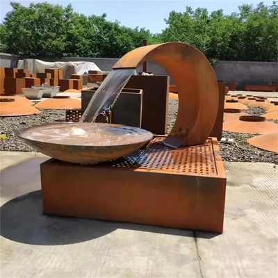 Garden Landscaping Rusty Metal Water Furniture Corten Steel Water Feature