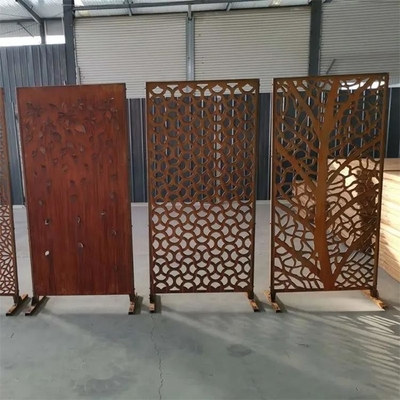 Metal Garden Ornaments Corten Steel Laser Cut Privacy Screen For Backyard