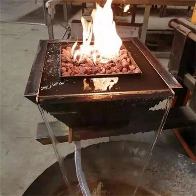 Corten Steel Gas Fire Water Bowl Water Features Swimming Pool Low Smoke