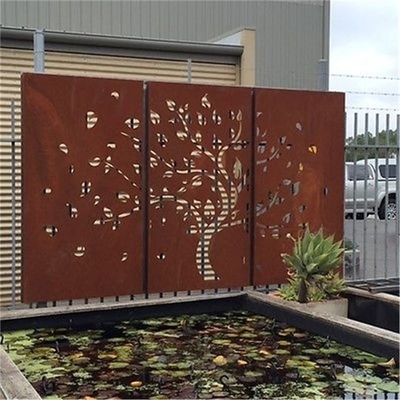 Metal Garden Room Dividers Corten Steel Laser Cut Privacy Screen For Backyard