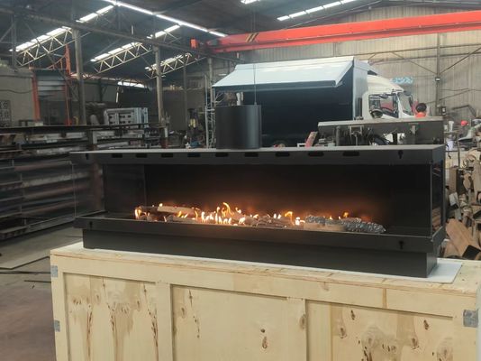 Gas Fireplaces European Black Matte Carbon Propane Steel Three-sided