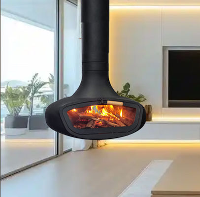 Freestanding wood burning fireplace indoor steel stove heating decorative round opening fireplace