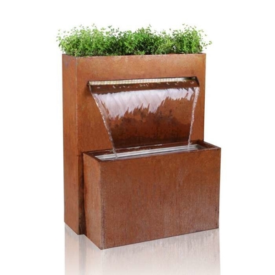 Outside Garden Decor Rusty Corten Steel Pool With Waterfall Herb Planter