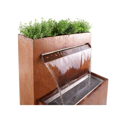 Outside Garden Decor Rusty Corten Steel Pool With Waterfall Herb Planter