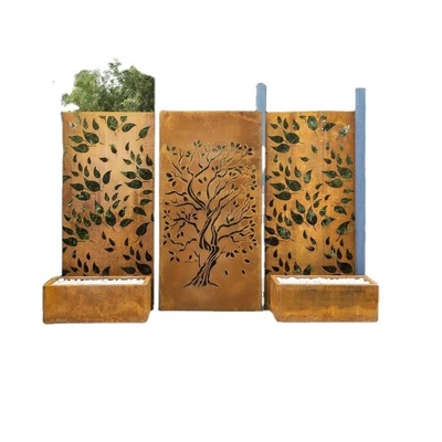 Custom Outdoor Oke Tree Design Rusty Corten Steel Privacy Screens Panel