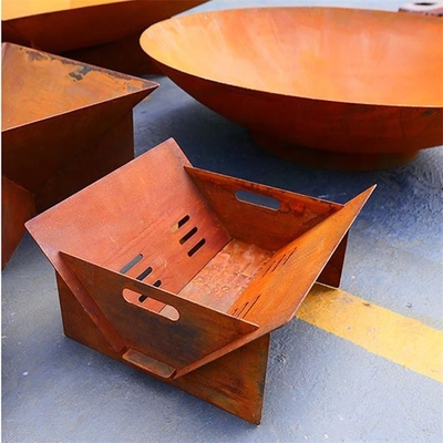 Customized Designed Rustic Garden Firewood Storage Corten Steel Fire Pit Bowl