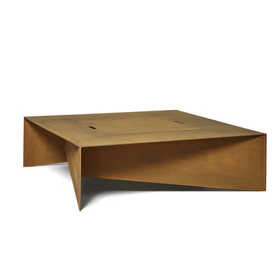Modern Rusty Rectangular Fold Corten Steel Gas Fire Pit Table