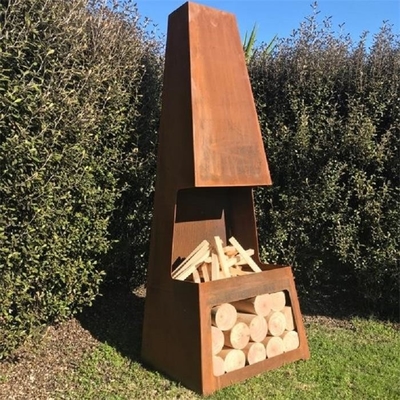 Contemporary Designed Outdoor Fireplace Large Corten Steel Chiminea