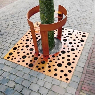 Customized Rusted Metal Corten Steel Tree Grating For Garden Decorative