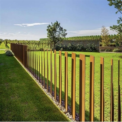 Outside Rusty Metal Blades Corten Steel Picket Fence For Garden Security