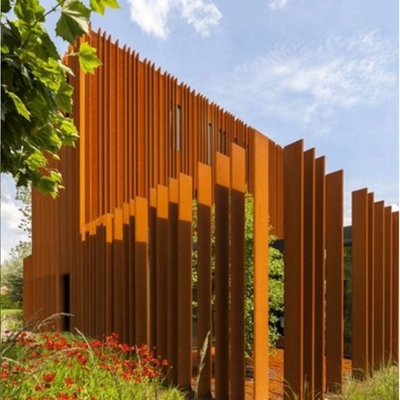 Outside Rusty Metal Blades Corten Steel Picket Fence For Garden Security