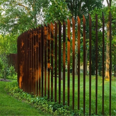 Garden Farm Serpentine Layout Rusty Metal Picket Corten Steel Lattice Fence