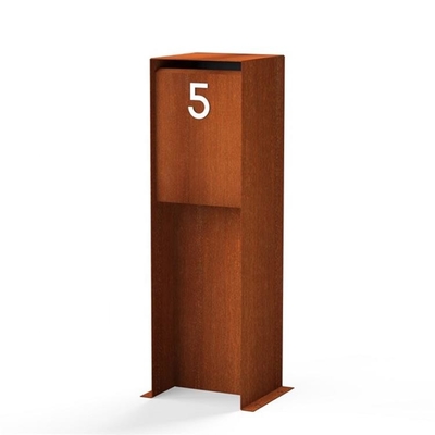 Custom Modern Standing Residential Curbside Rusty Corten Steel Letter Box